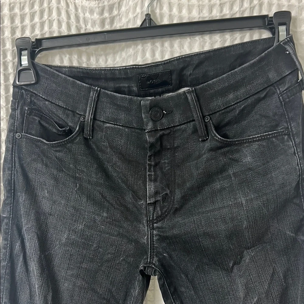 Mother The Looker Crop Lies & Shadows Size 27 Skinny Stretch Jeans Black Wash - Picture 5 of 10